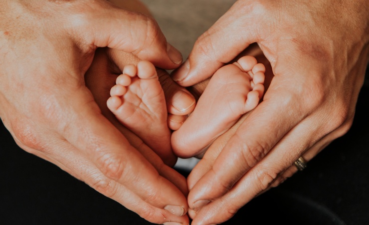 Father Holding Babys Feet Love Heart Shape