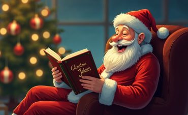 Illustration Santa Reading Christmas Jokes