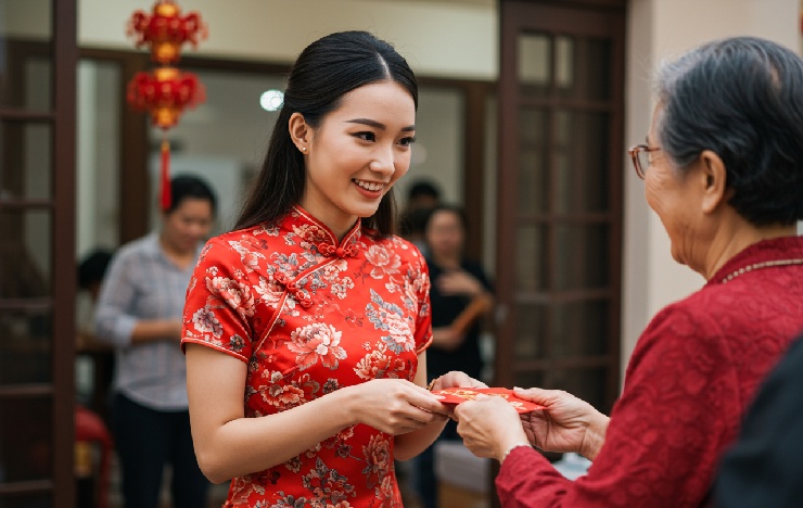 Receiving Red Packet On Chinese New Year