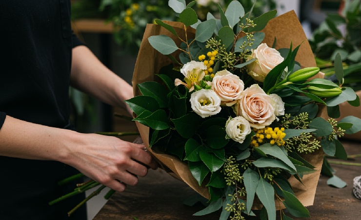 Florist Holding Australia Flowers Arranged