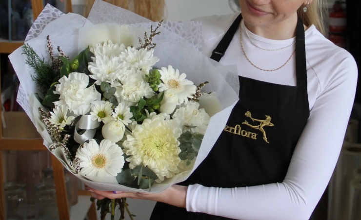 Interflora Florist Holding White Bouquet