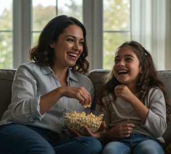 mother-daughter-watching-a-movie-laughing